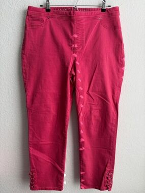 Chico's Hot Pink Skinny Jeans with Lace-Up Ankles